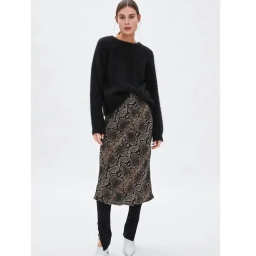 Zara Snake Print Midi Skirt